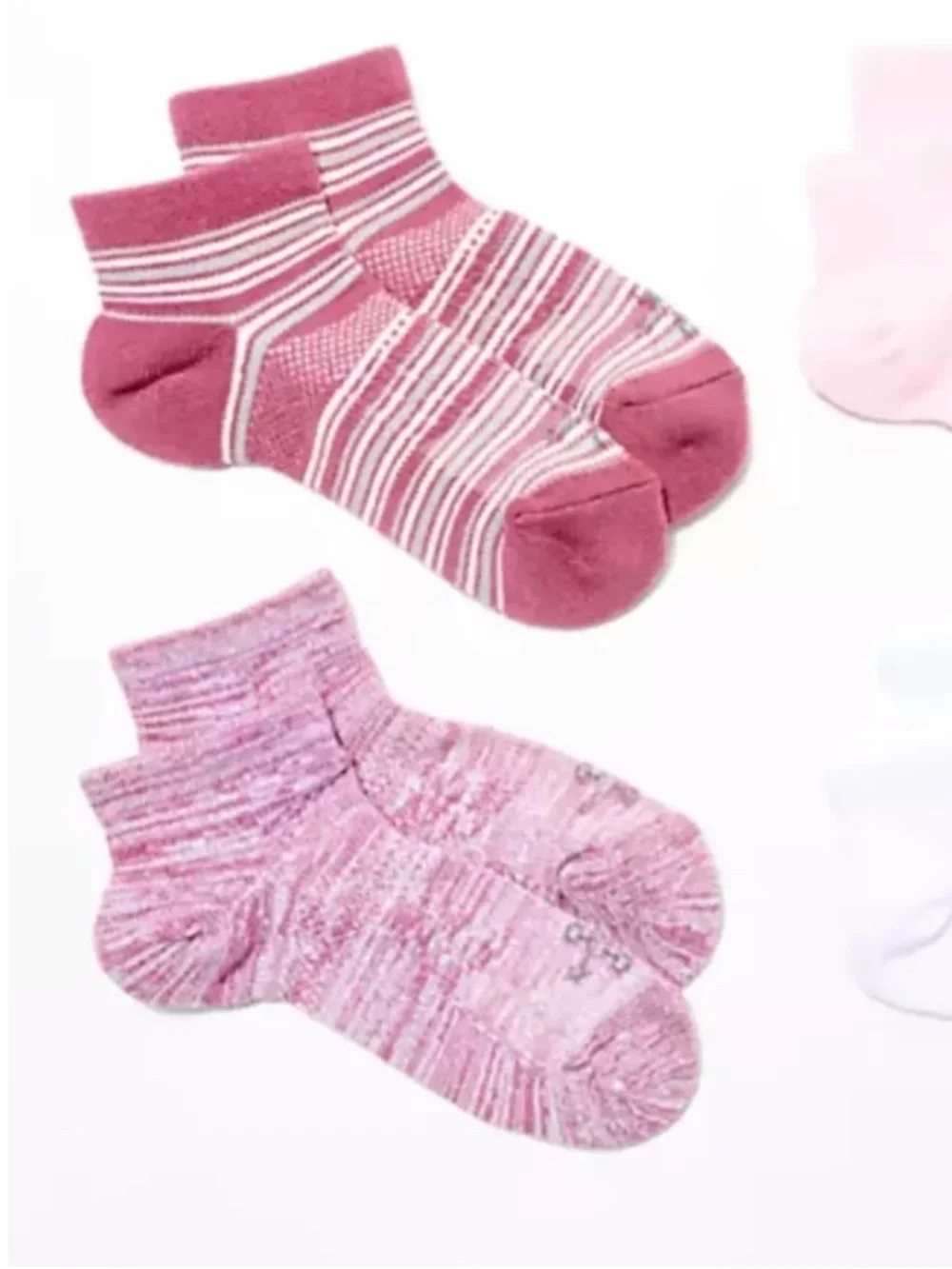 Tommie Copper  4pk Ultra Guard,  Ultratemp Ankle Compression Socks  Pink Stripe - Picture 2 of 6